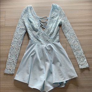 Peppermayo Lace Blue Playsuit